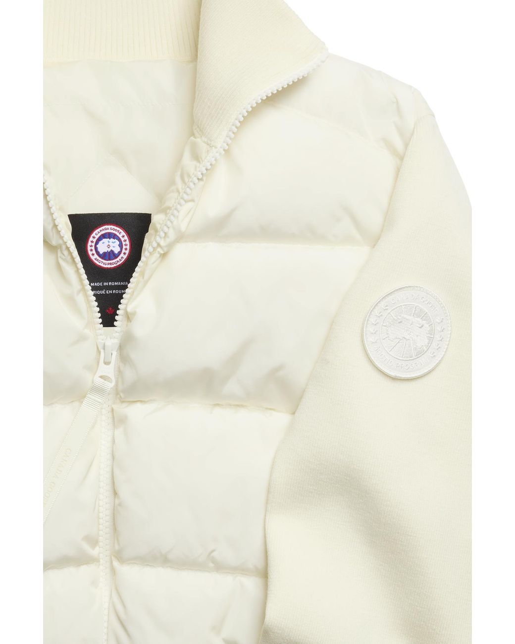Canada Goose White Hybridge Wide Quilt Knit Jacket Tonal Disc