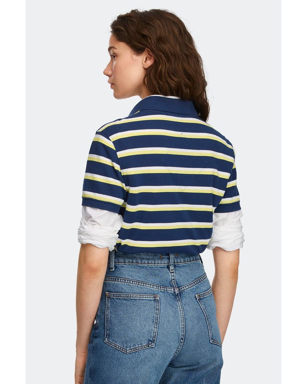 Canada Goose Blue Almira Striped Polo Tonal Disc