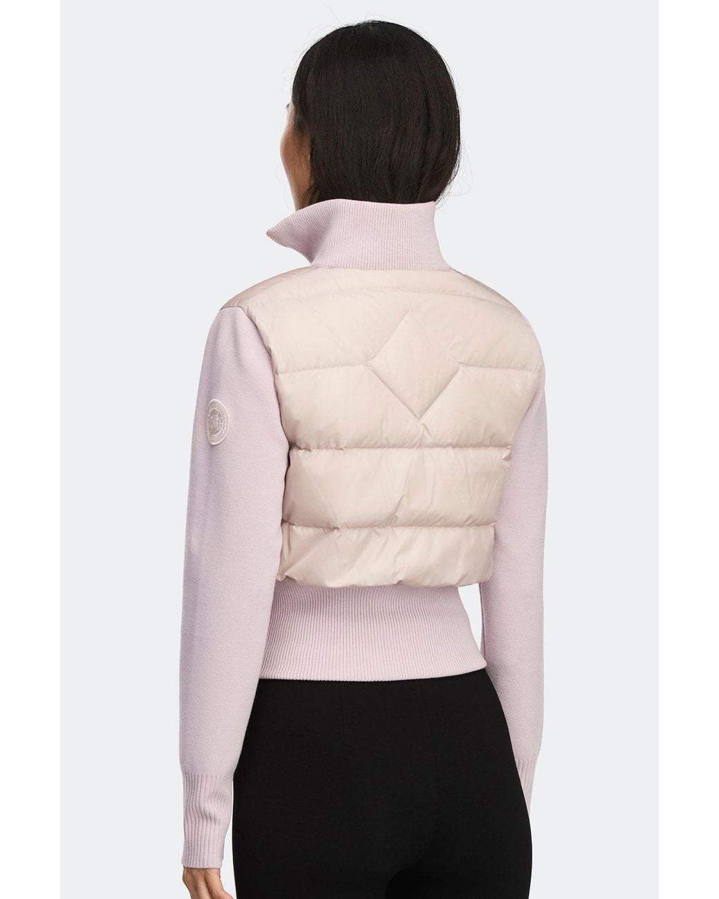 Canada Goose White Hybridge Wide Quilt Knit Jacket Tonal Disc