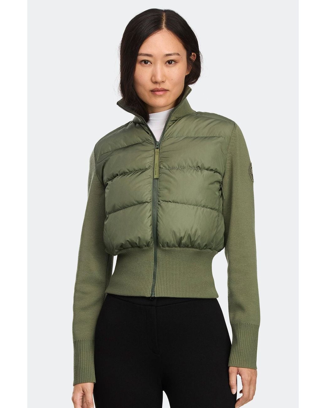 Canada Goose Green Hybridge Wide Quilt Knit Jacket Tonal Disc