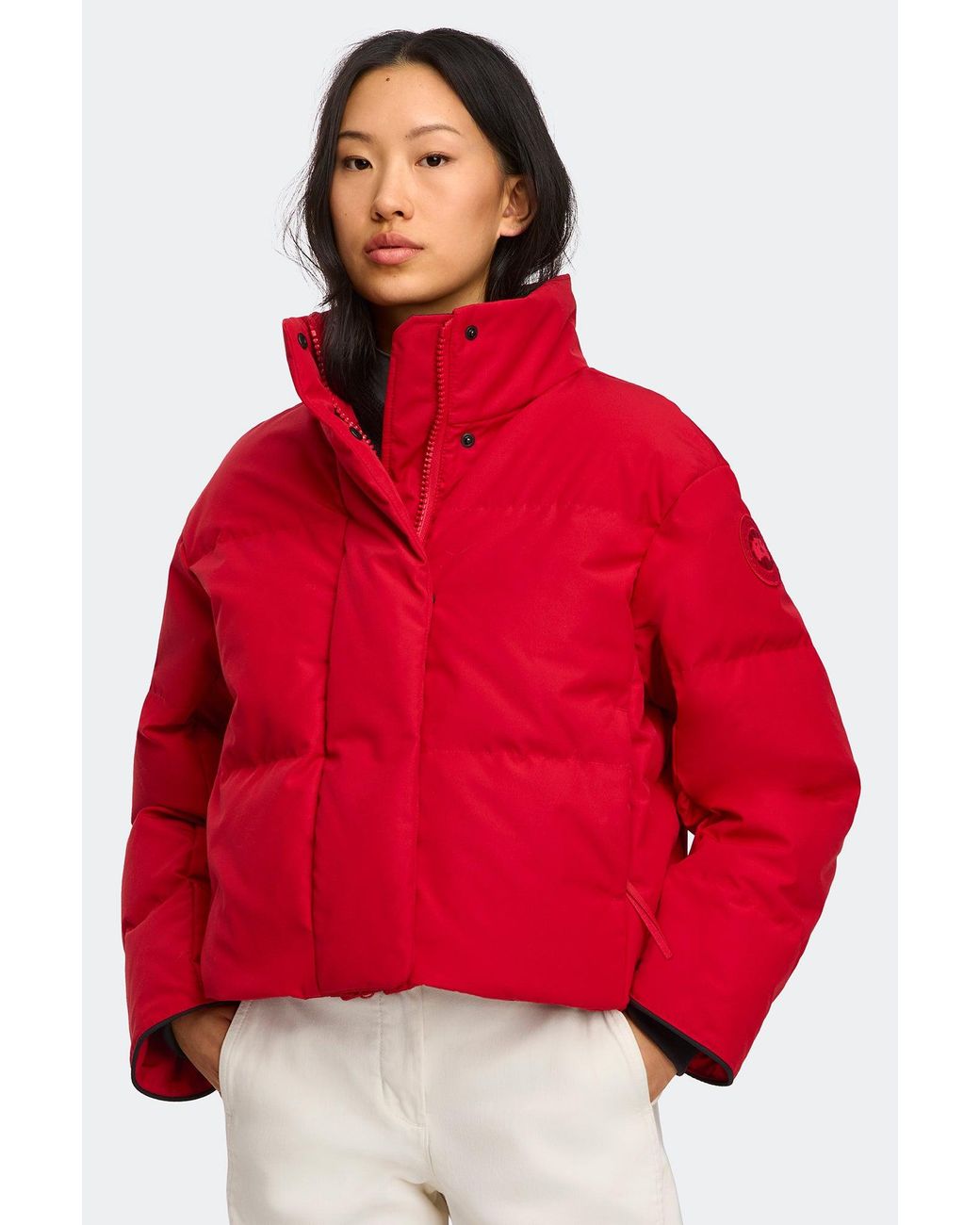 Canada Goose Red Grandview Cropped Jacket Tonal Disc