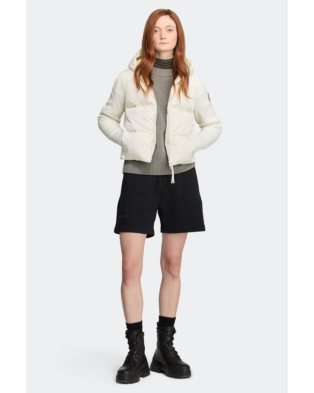 Canada Goose White Hybridge Wide Quilt Knit Hoodie