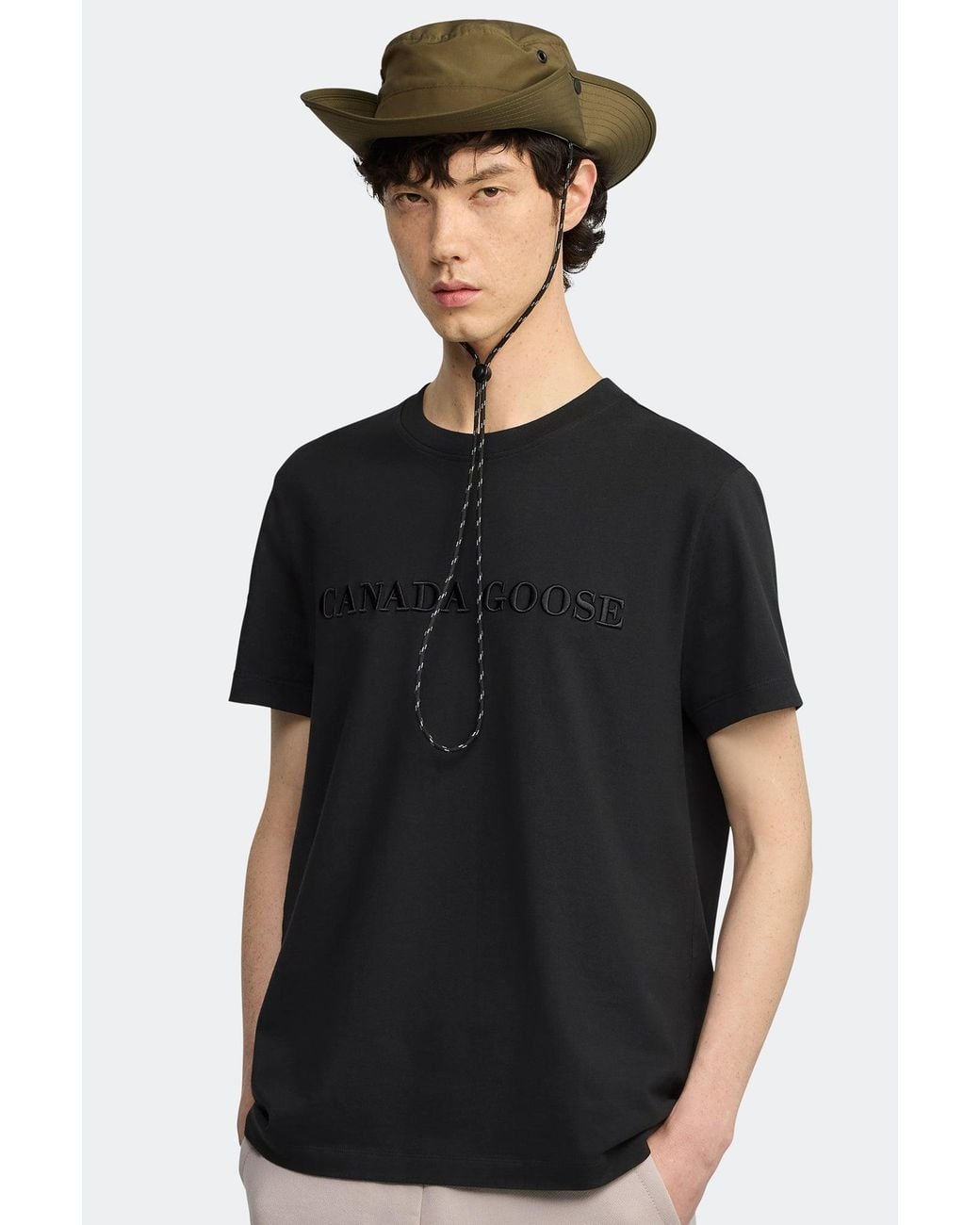 Canada Goose Black Emersen Embroidered T-Shirt for men