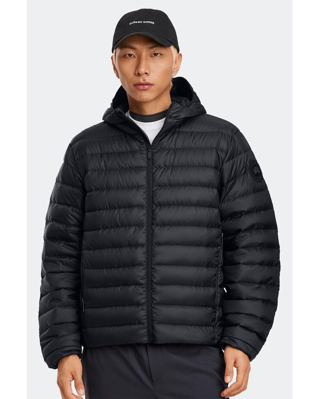 Canada Goose Black Stratus Hoodie Tonal Disc for men