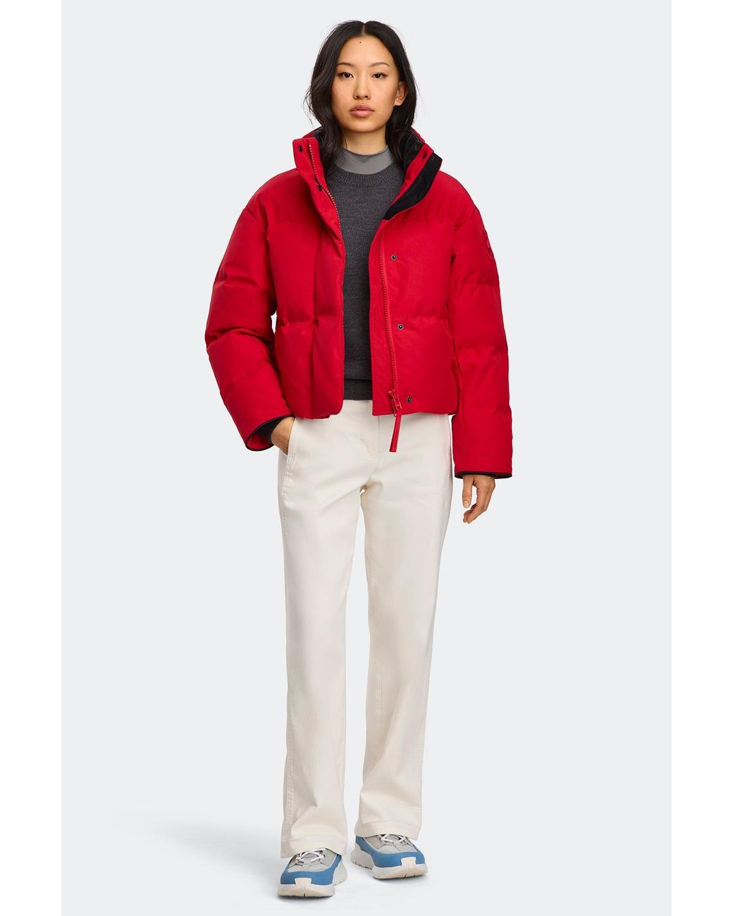 Canada Goose Red Grandview Cropped Jacket Tonal Disc