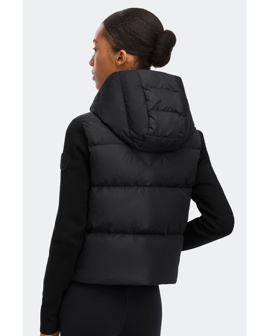 Canada Goose Black Hybridge Wide Quilt Knit Hoodie Tonal Disc