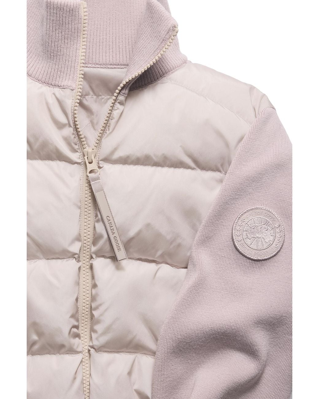 Canada Goose White Hybridge Wide Quilt Knit Jacket Tonal Disc