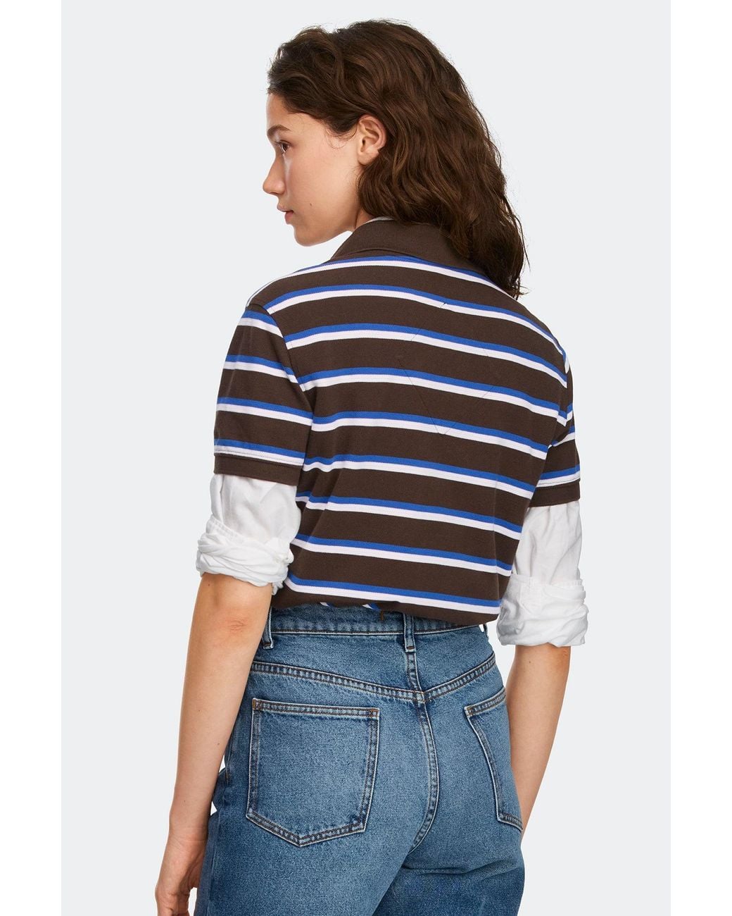 Canada Goose Blue Almira Striped Polo Tonal Disc