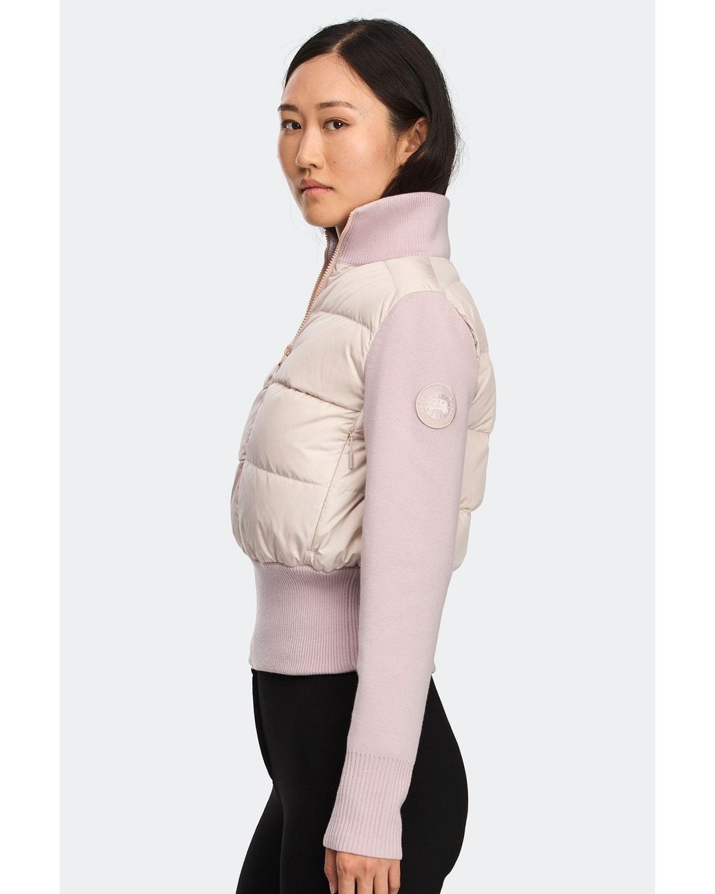 Canada Goose White Hybridge Wide Quilt Knit Jacket Tonal Disc
