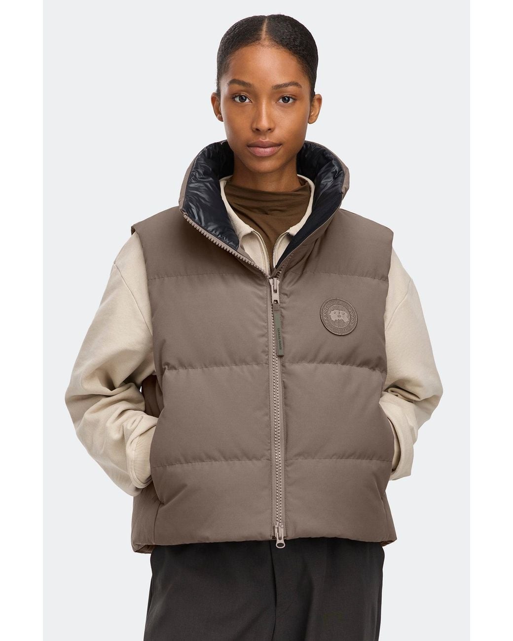 Canada Goose Brown Grandview Cropped Vest Tonal Disc