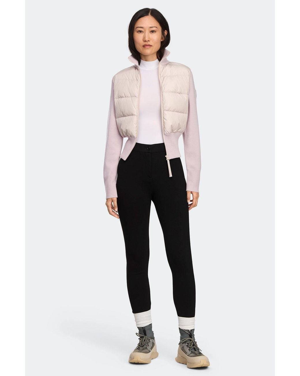 Canada Goose White Hybridge Wide Quilt Knit Jacket Tonal Disc