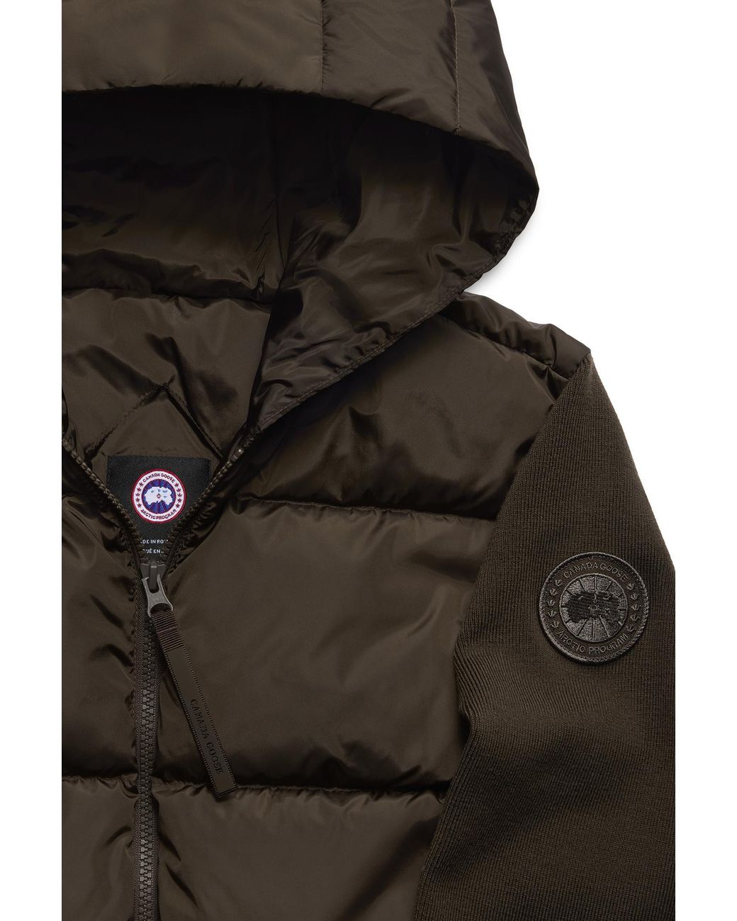 Canada Goose Black Hybridge Wide Quilt Knit Hoodie Tonal Disc