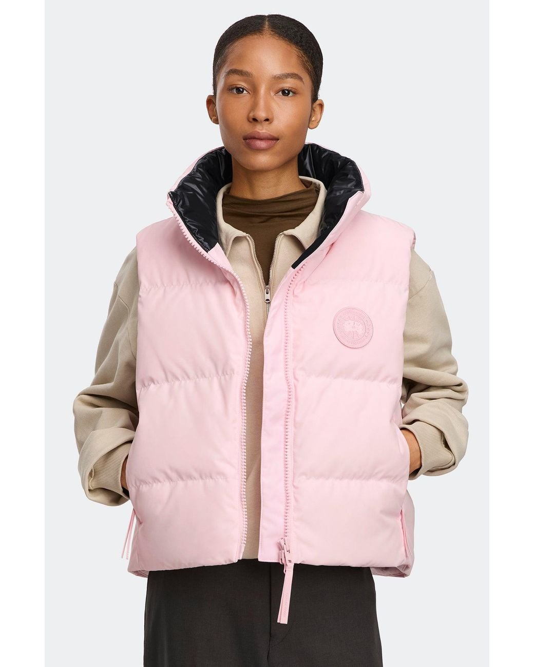 Canada Goose Pink Grandview Cropped Vest Tonal Disc