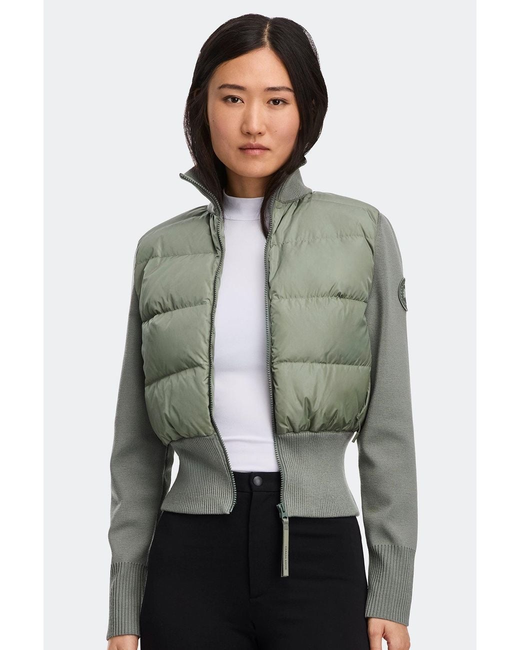 Canada Goose Green Hybridge Wide Quilt Knit Jacket Tonal Disc