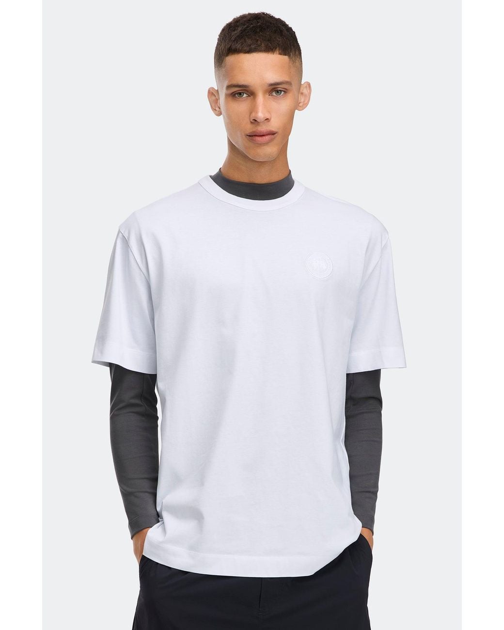 Canada Goose White Gladstone Embroidered Relaxed T-Shirt for men