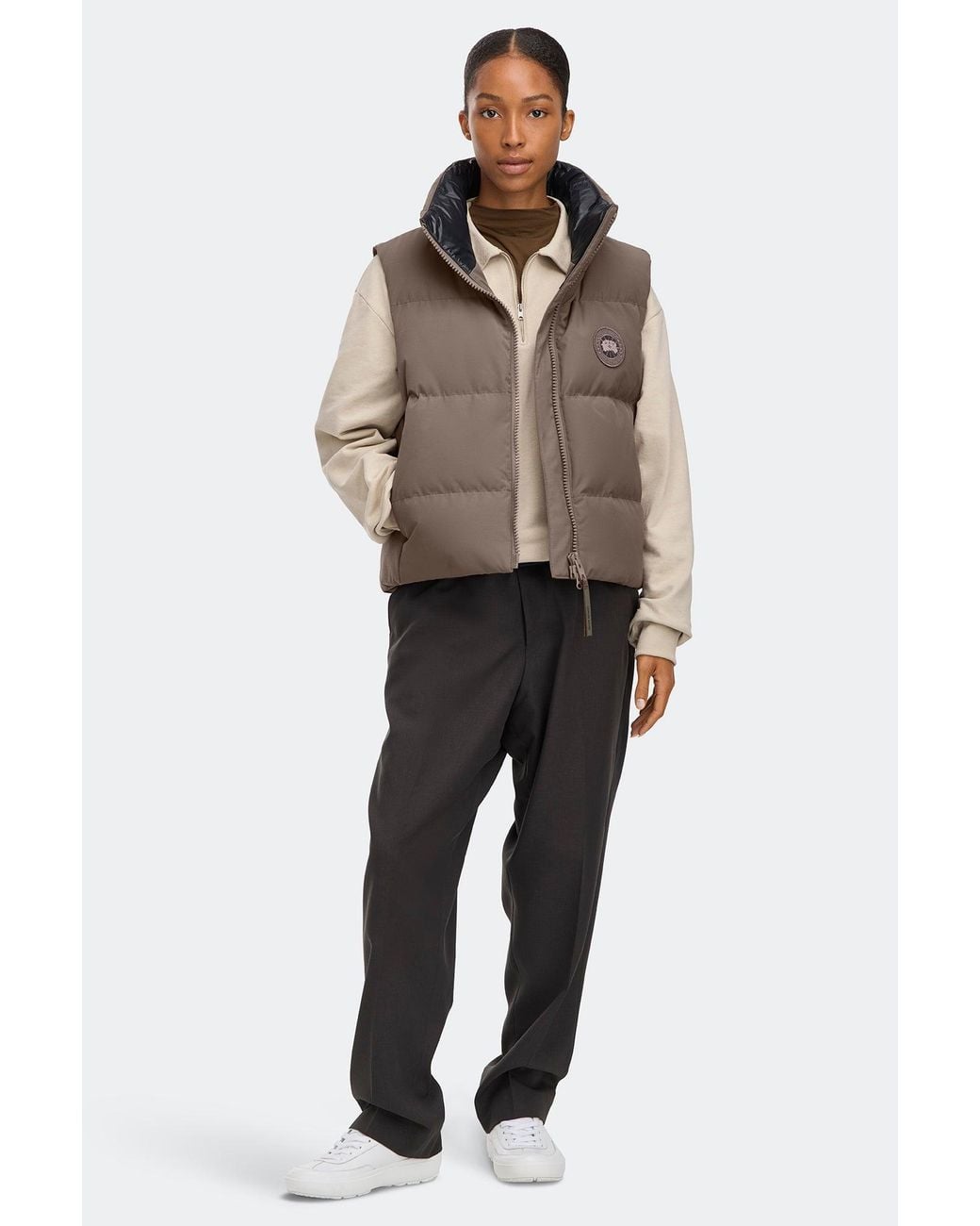 Canada Goose Brown Grandview Cropped Vest Tonal Disc