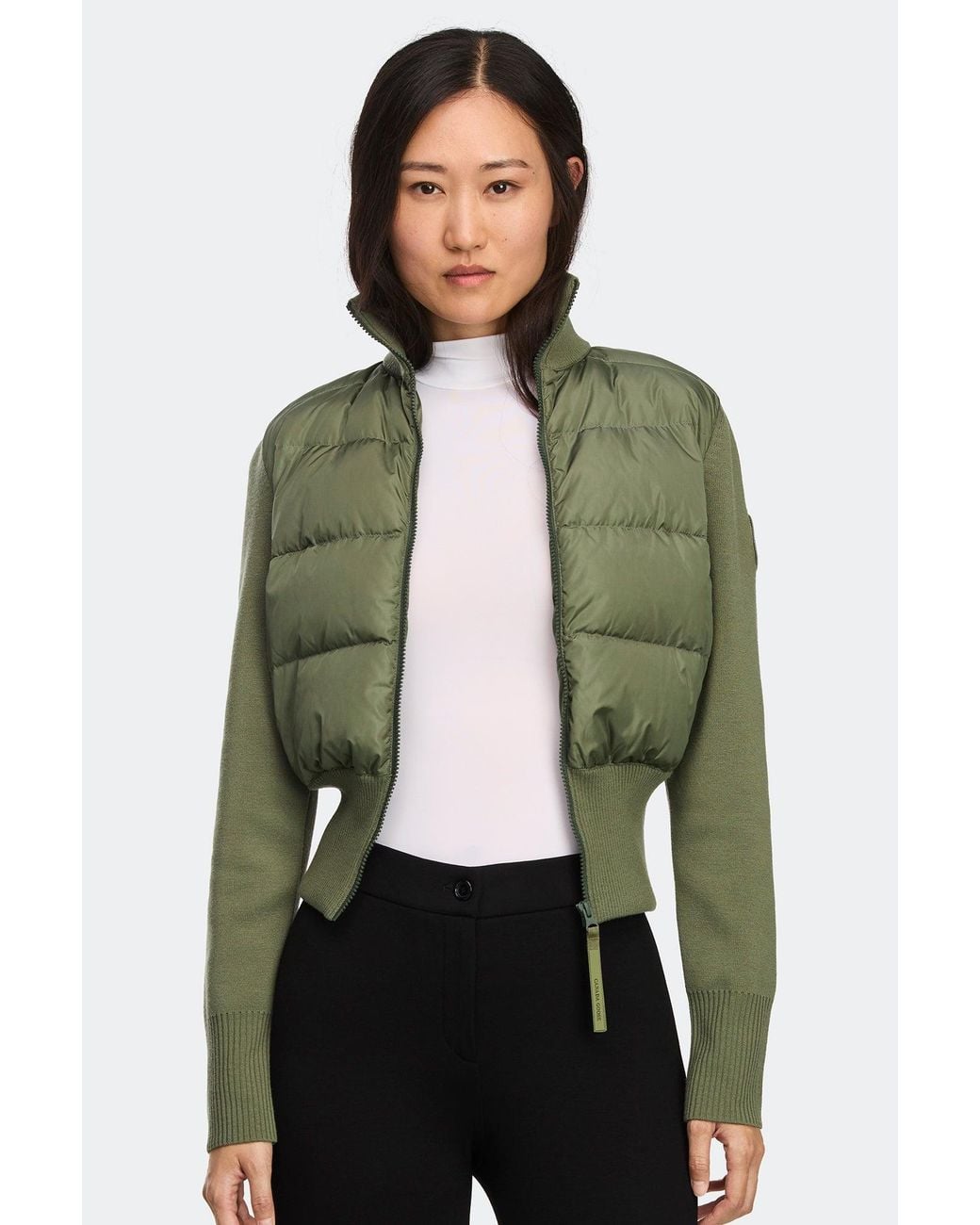 Canada Goose Green Hybridge Wide Quilt Knit Jacket Tonal Disc