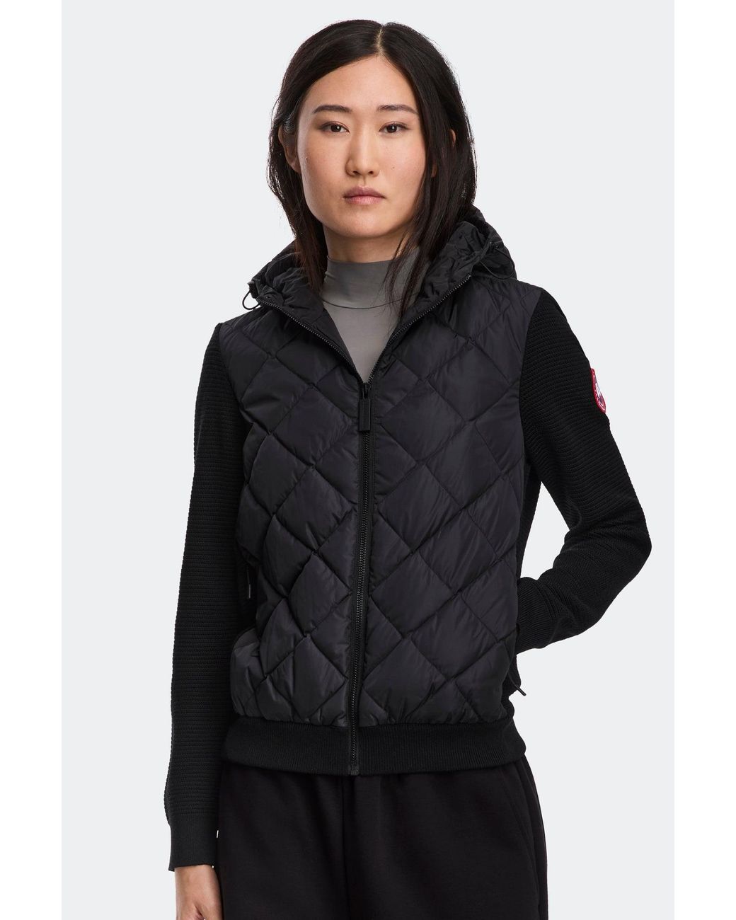 Canada Goose Black Hybridge Quilted Knit Hoodie