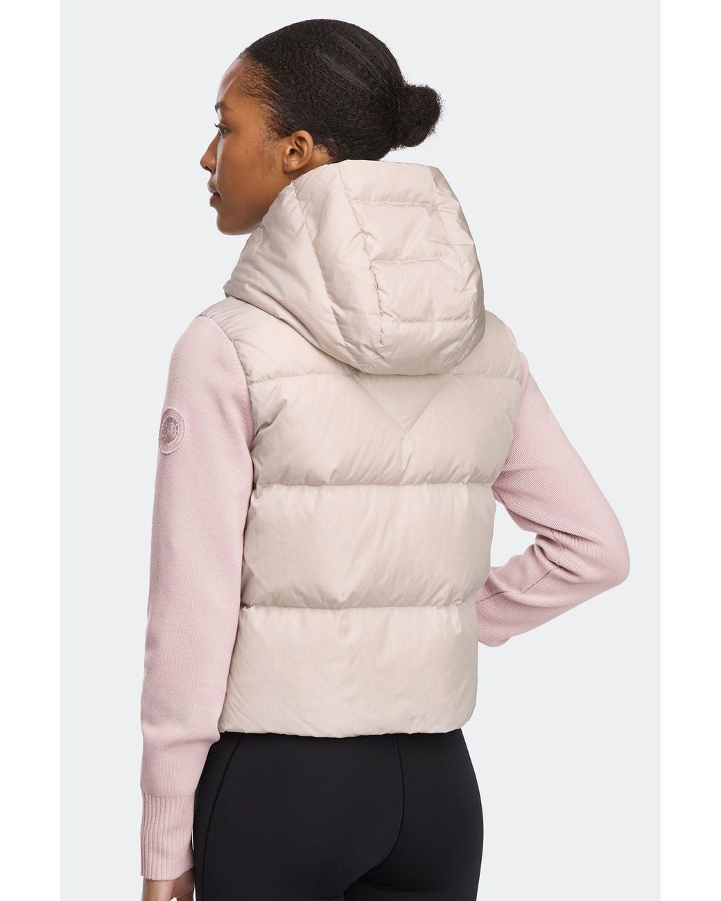 Canada Goose Natural Hybridge Wide Quilt Knit Hoodie Tonal Disc