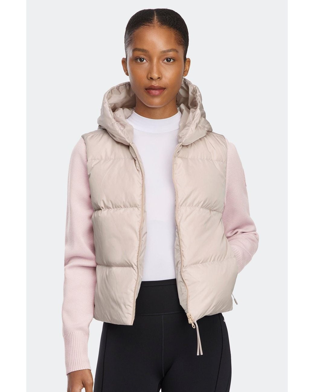 Canada Goose Natural Hybridge Wide Quilt Knit Hoodie Tonal Disc
