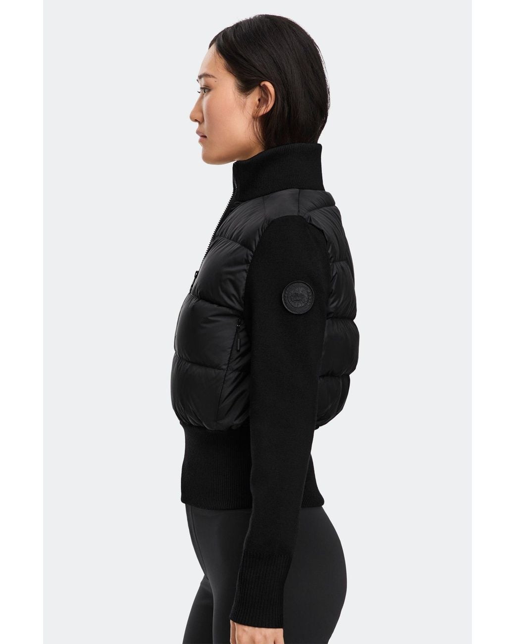 Canada Goose Black Hybridge Wide Quilt Knit Jacket Tonal Disc