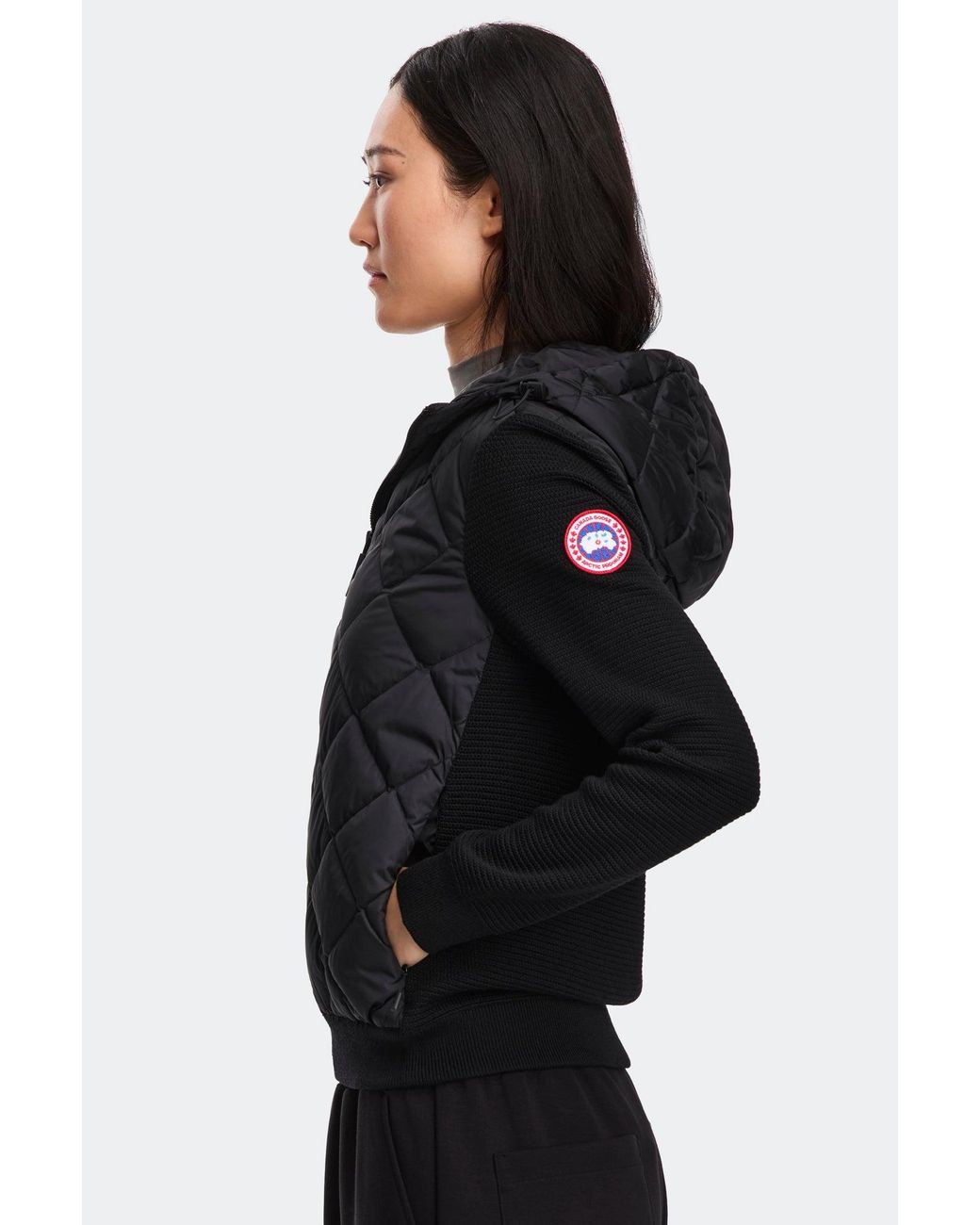 Canada Goose Black Hybridge Quilted Knit Hoodie