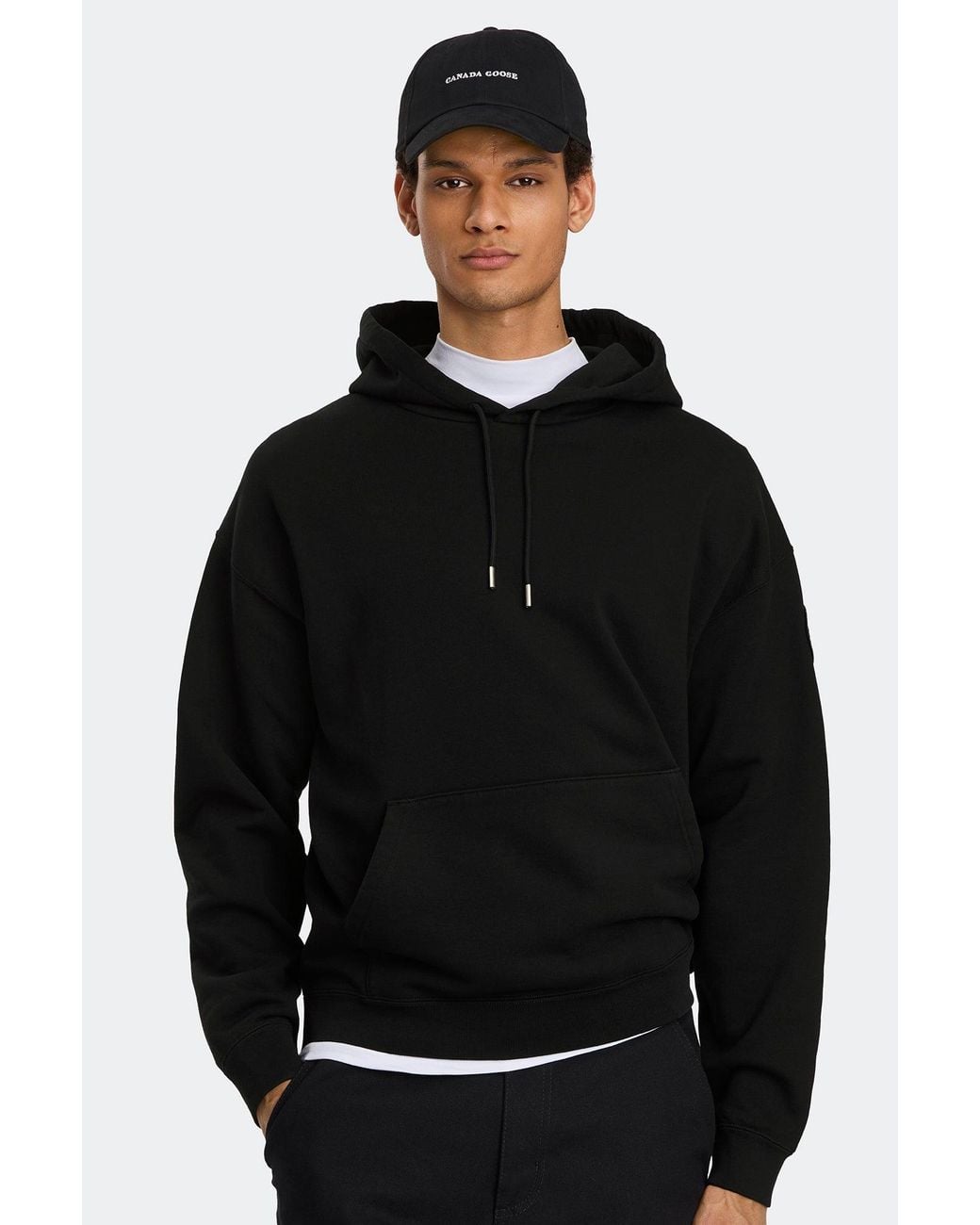 Canada Goose Black Rove Hoodie Tonal Disc for men
