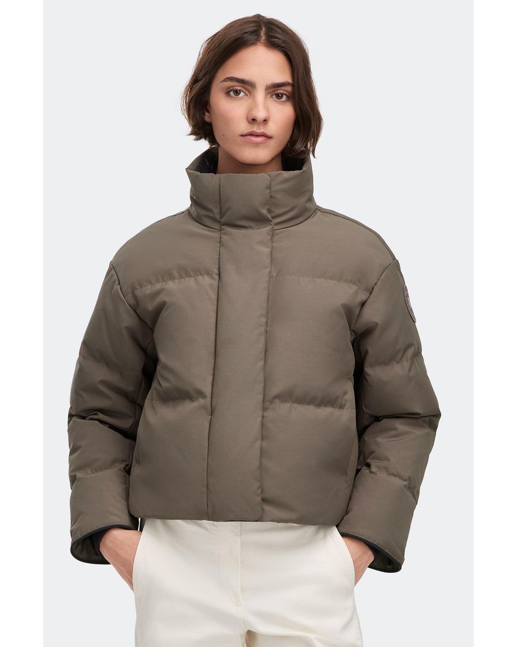 Canada Goose Brown Grandview Cropped Jacket Tonal Disc