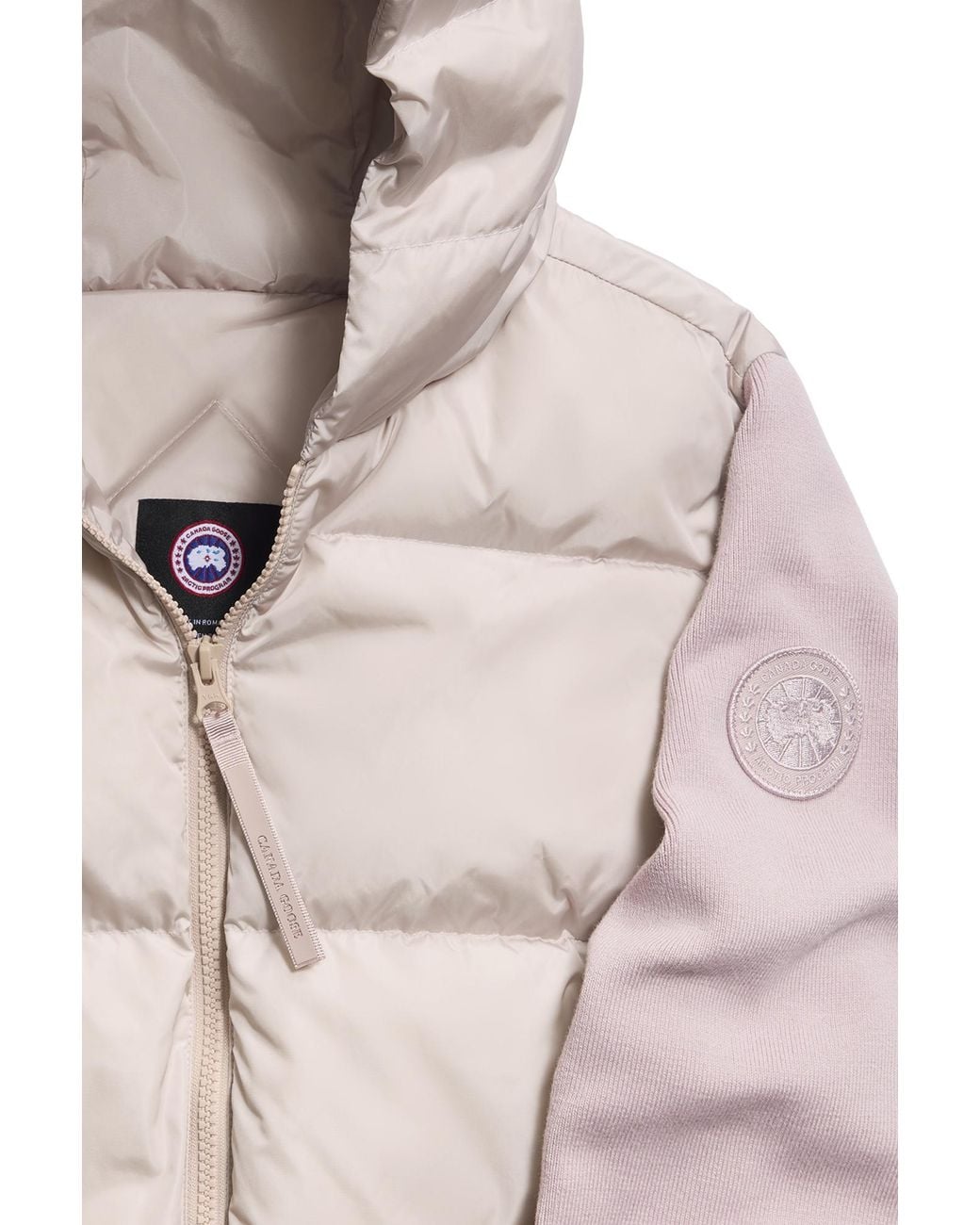 Canada Goose Natural Hybridge Wide Quilt Knit Hoodie Tonal Disc