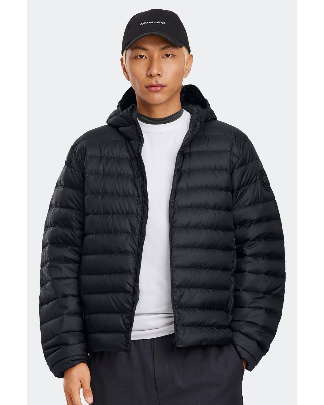 Canada Goose Black Stratus Hoodie Tonal Disc for men