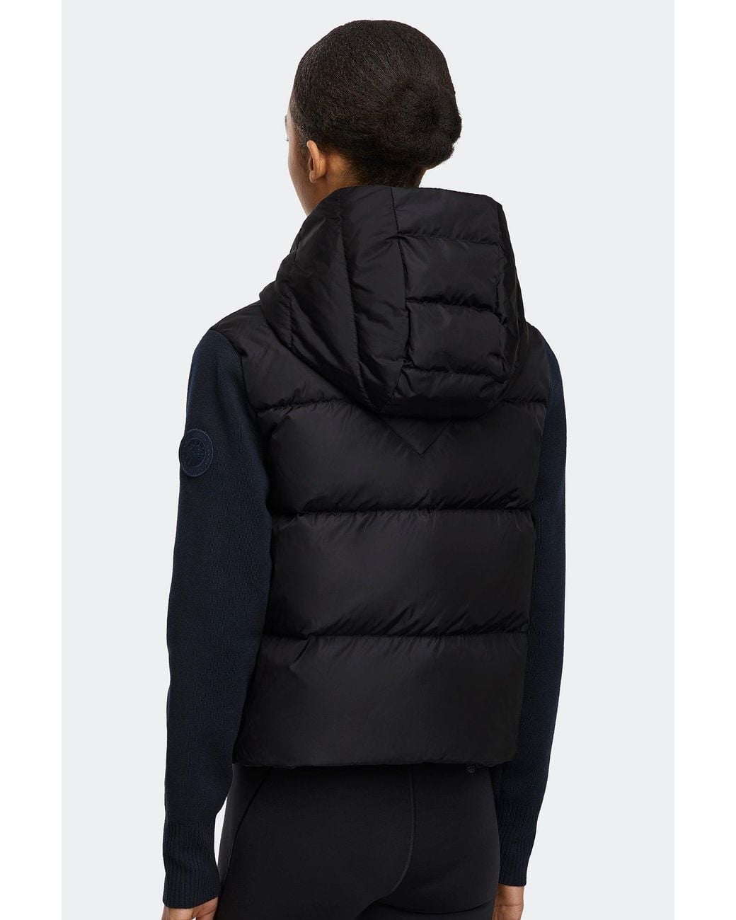 Canada Goose Black Hybridge Wide Quilt Knit Hoodie Tonal Disc