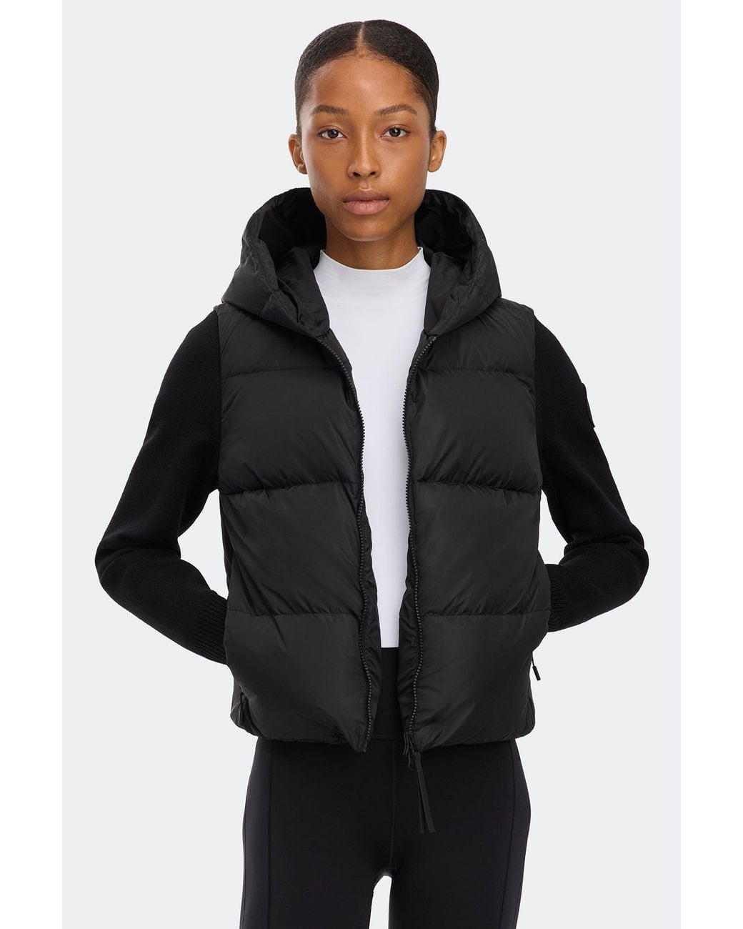 Canada Goose Black Hybridge Wide Quilt Knit Hoodie Tonal Disc