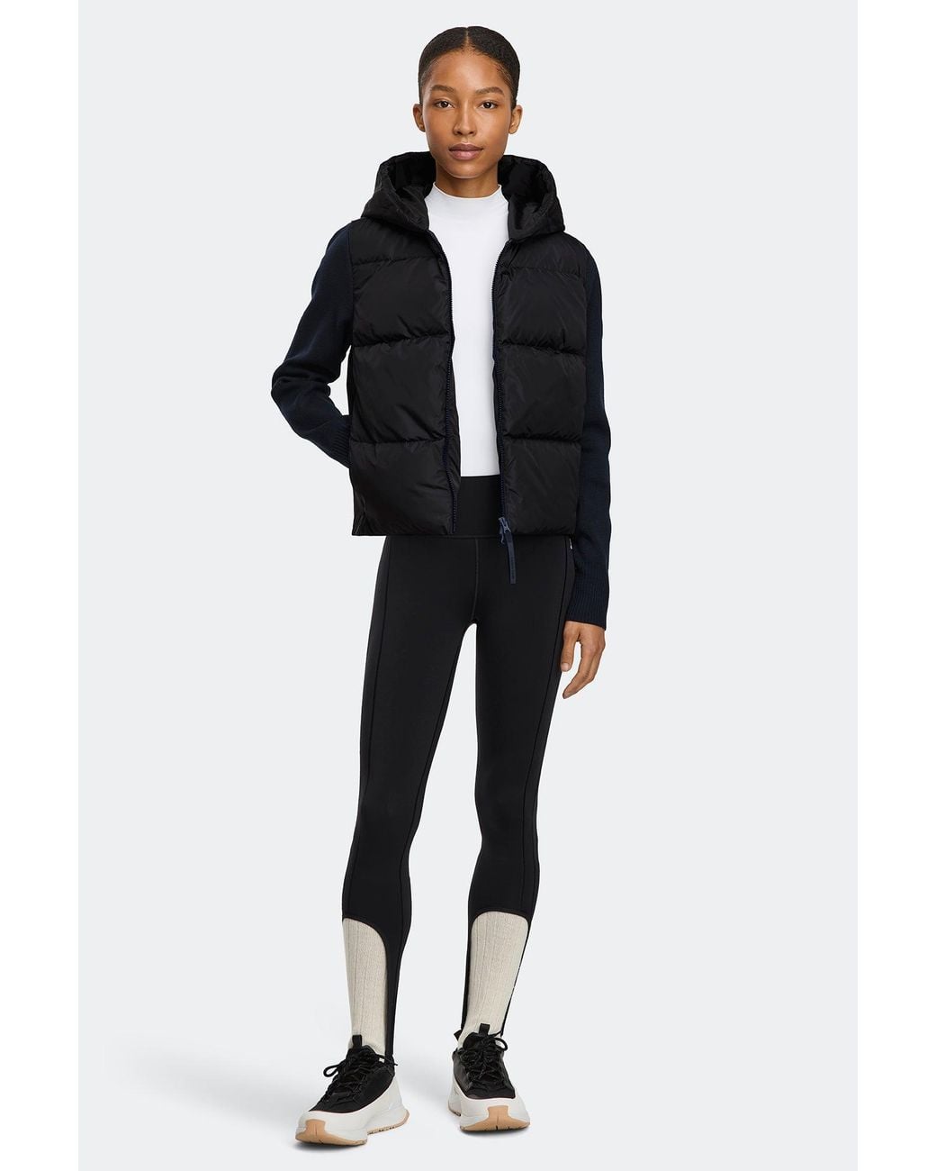 Canada Goose Black Hybridge Wide Quilt Knit Hoodie Tonal Disc