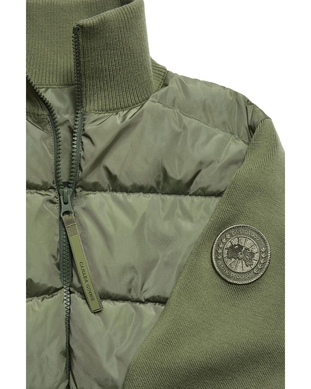 Canada Goose Green Hybridge Wide Quilt Knit Jacket Tonal Disc
