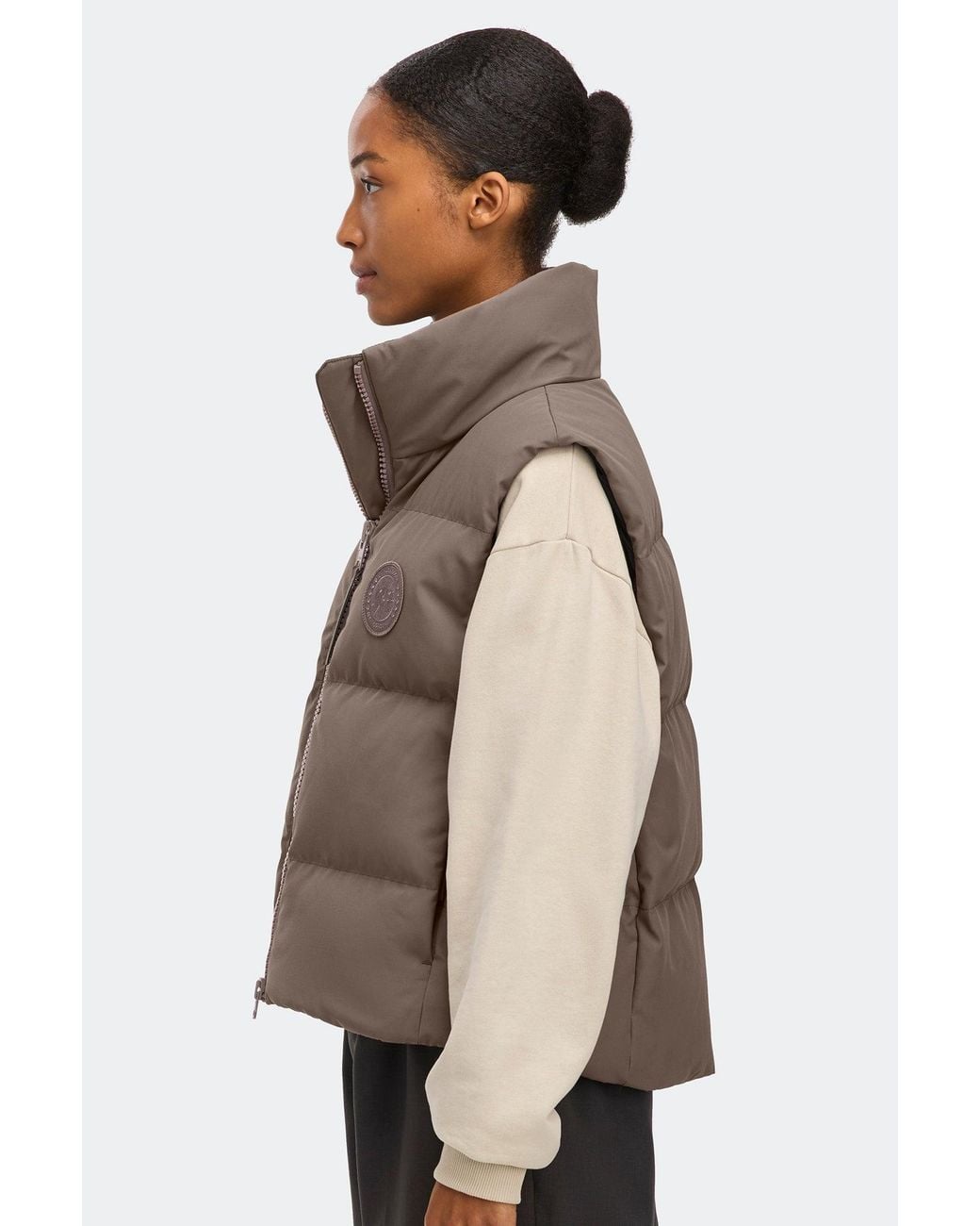 Canada Goose Brown Grandview Cropped Vest Tonal Disc