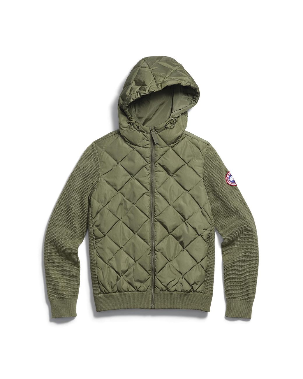 Canada Goose Green Hybridge Quilted Knit Hoodie