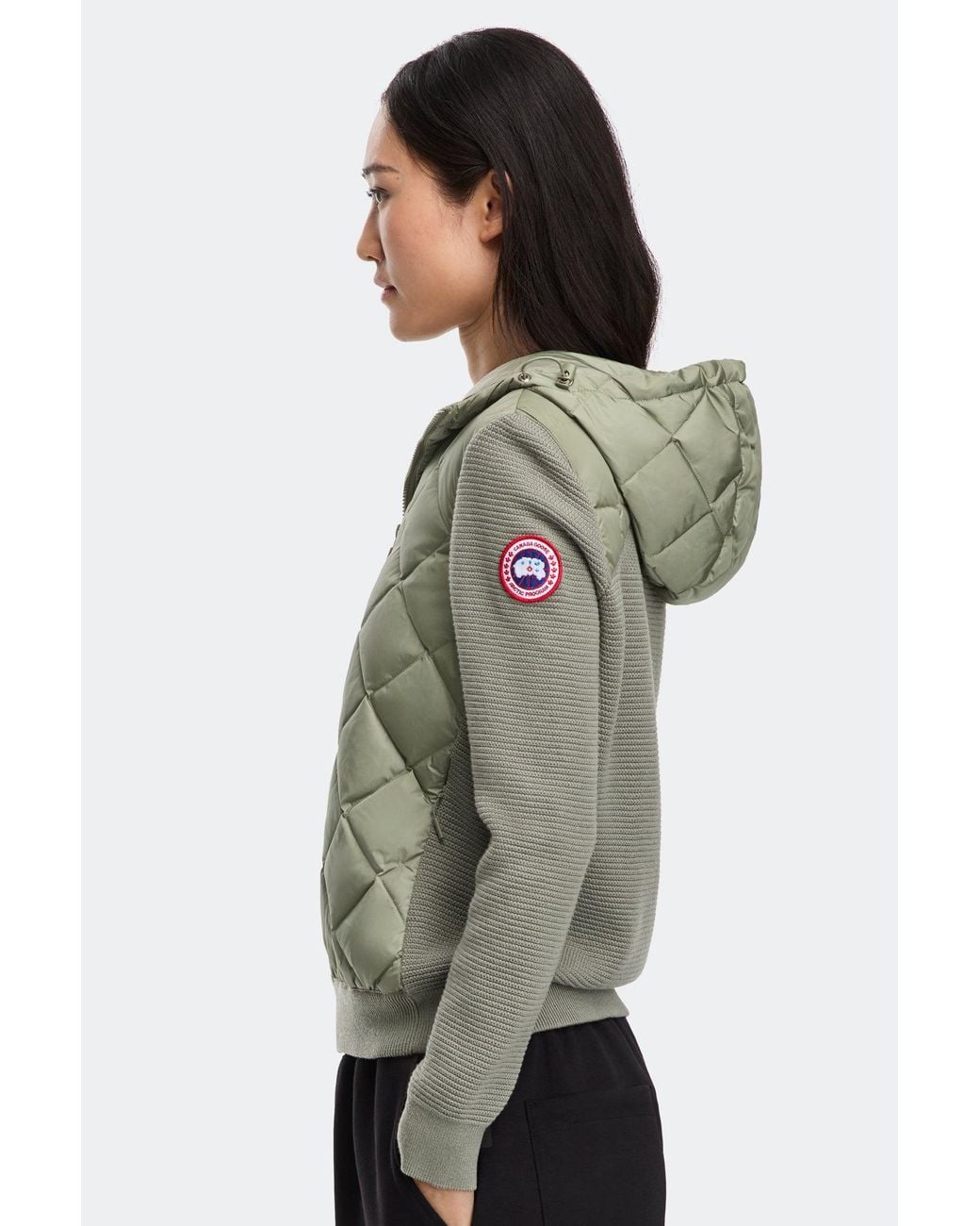 Canada Goose Green Hybridge Quilted Knit Hoodie