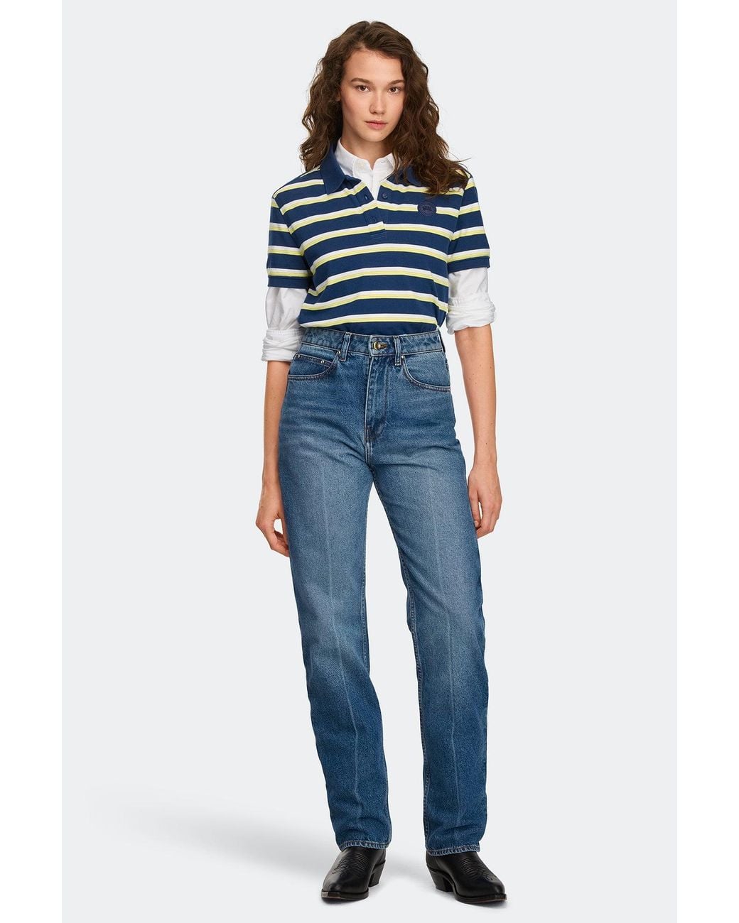 Canada Goose Blue Almira Striped Polo Tonal Disc