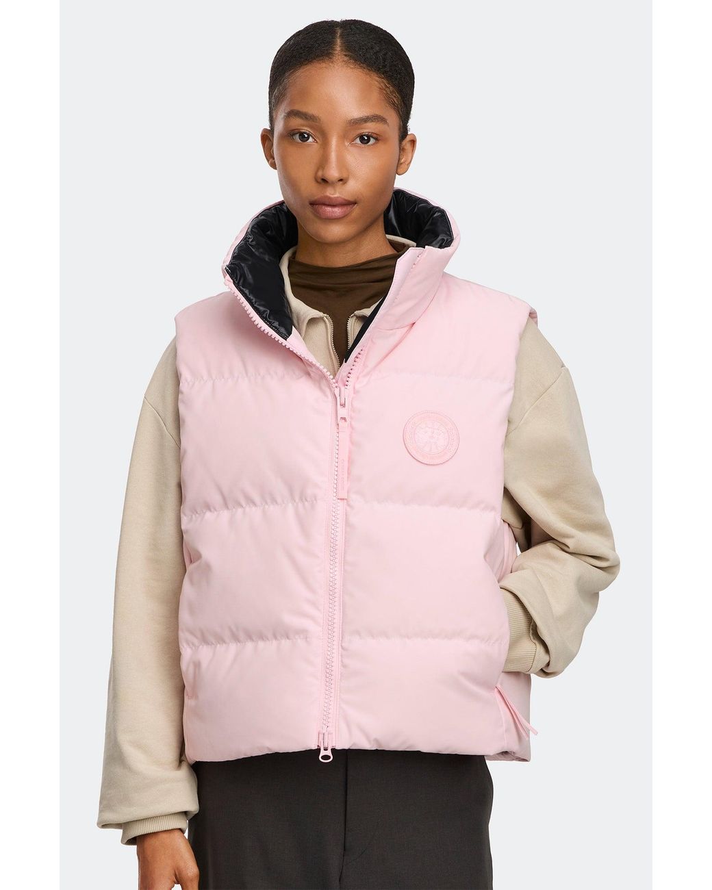 Canada Goose Pink Grandview Cropped Vest Tonal Disc