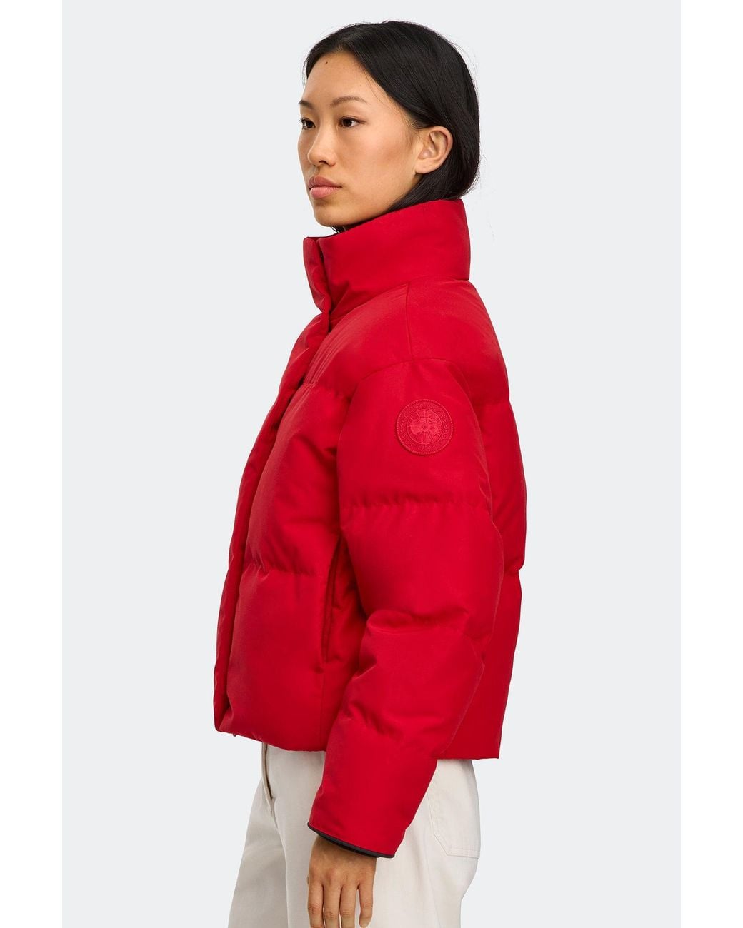 Canada Goose Red Grandview Cropped Jacket Tonal Disc