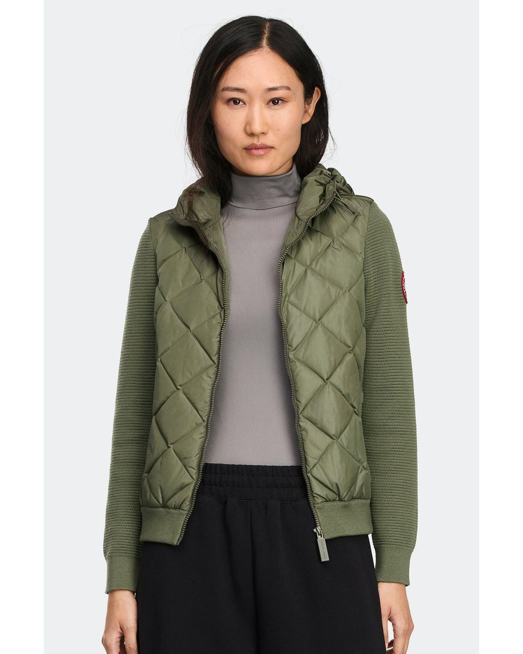 Canada Goose Green Hybridge Quilted Knit Hoodie