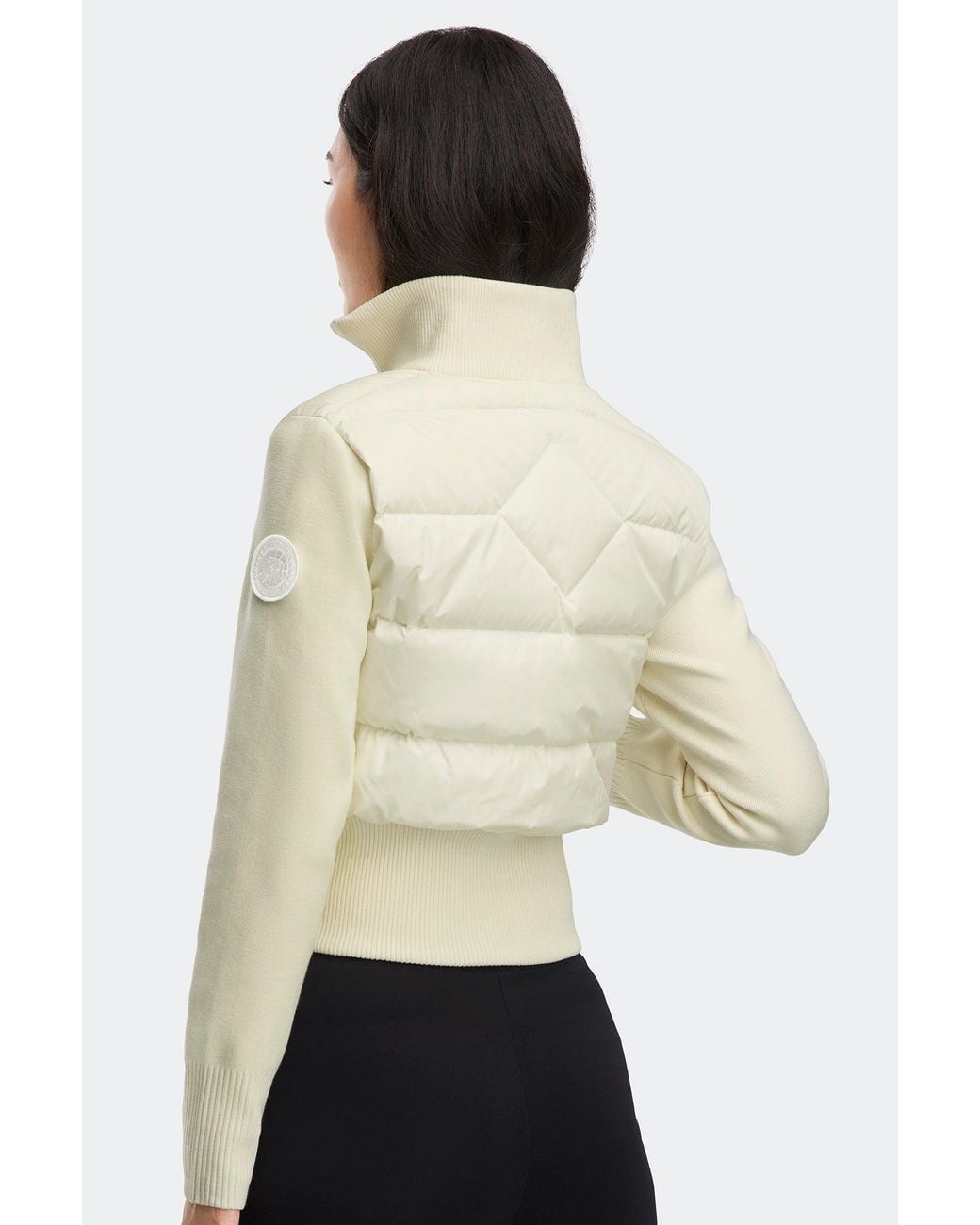 Canada Goose White Hybridge Wide Quilt Knit Jacket Tonal Disc