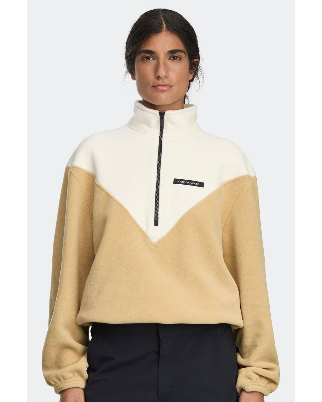 Canada Goose Natural Tayen Colour Block Fleece Quarter Zip