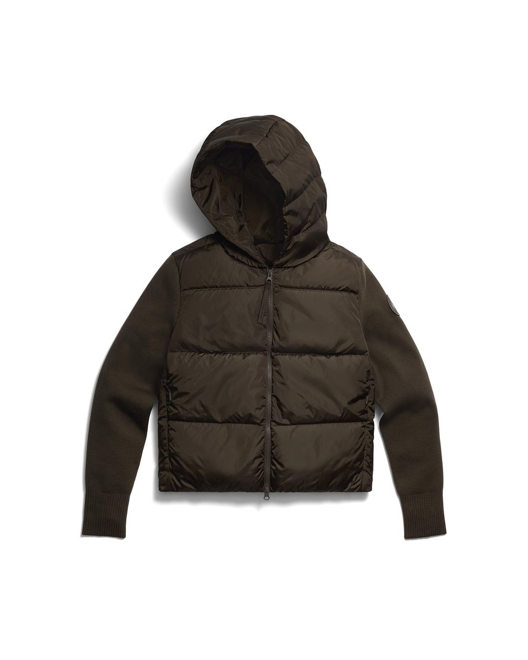 Canada Goose Black Hybridge Wide Quilt Knit Hoodie Tonal Disc