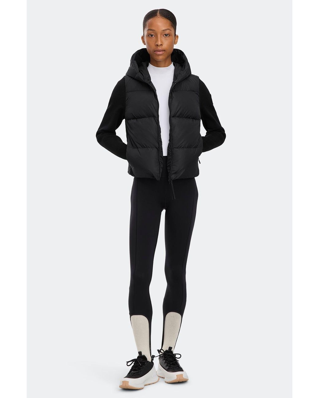 Canada Goose Black Hybridge Wide Quilt Knit Hoodie Tonal Disc