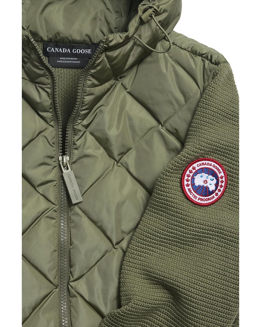 Canada Goose Green Hybridge Quilted Knit Hoodie