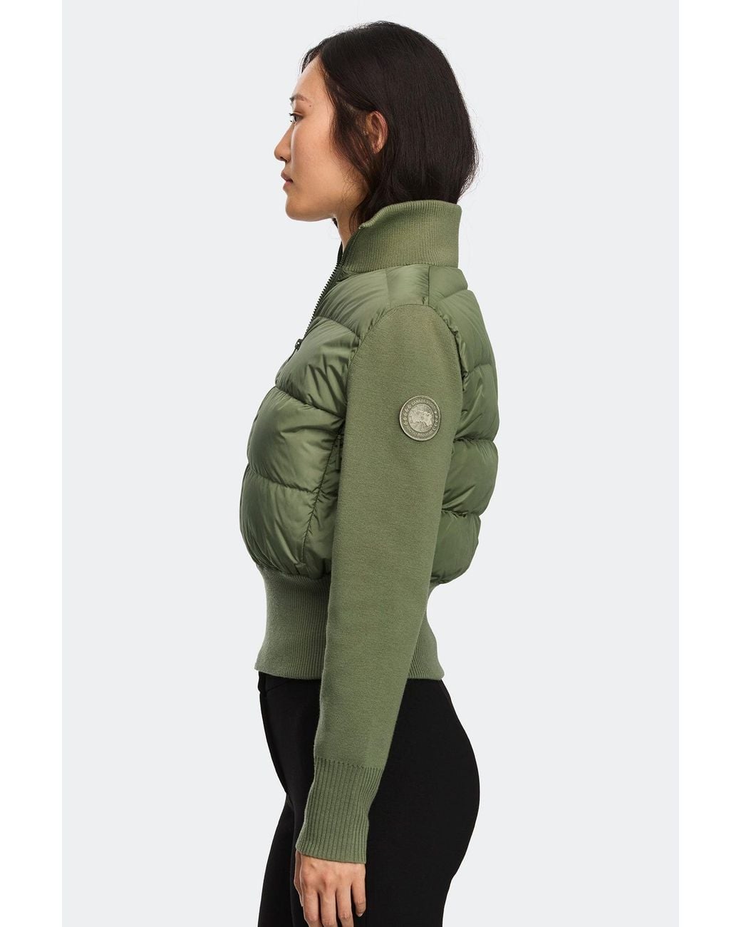 Canada Goose Green Hybridge Wide Quilt Knit Jacket Tonal Disc