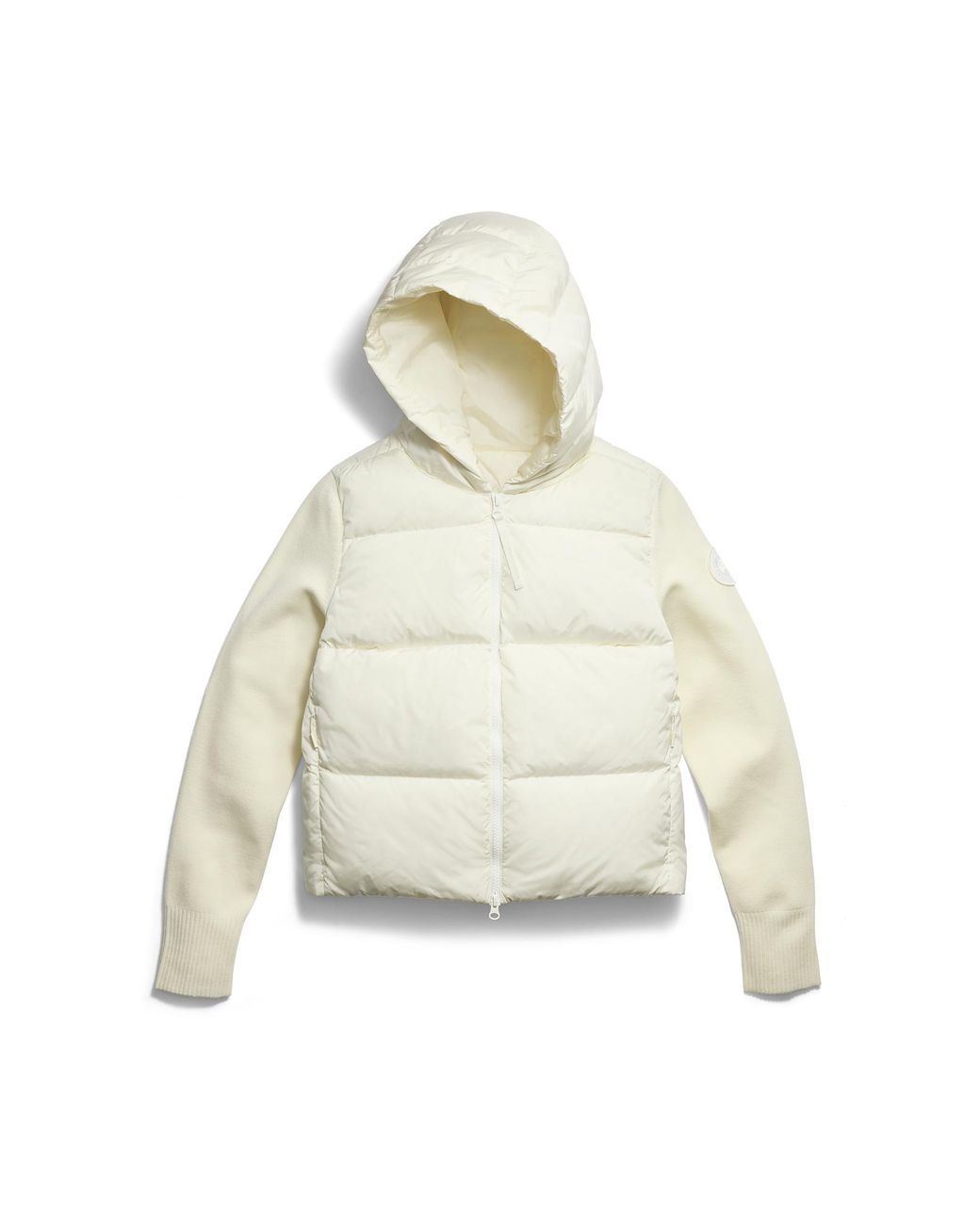 Canada Goose Natural Hybridge Wide Quilt Knit Hoodie Tonal Disc