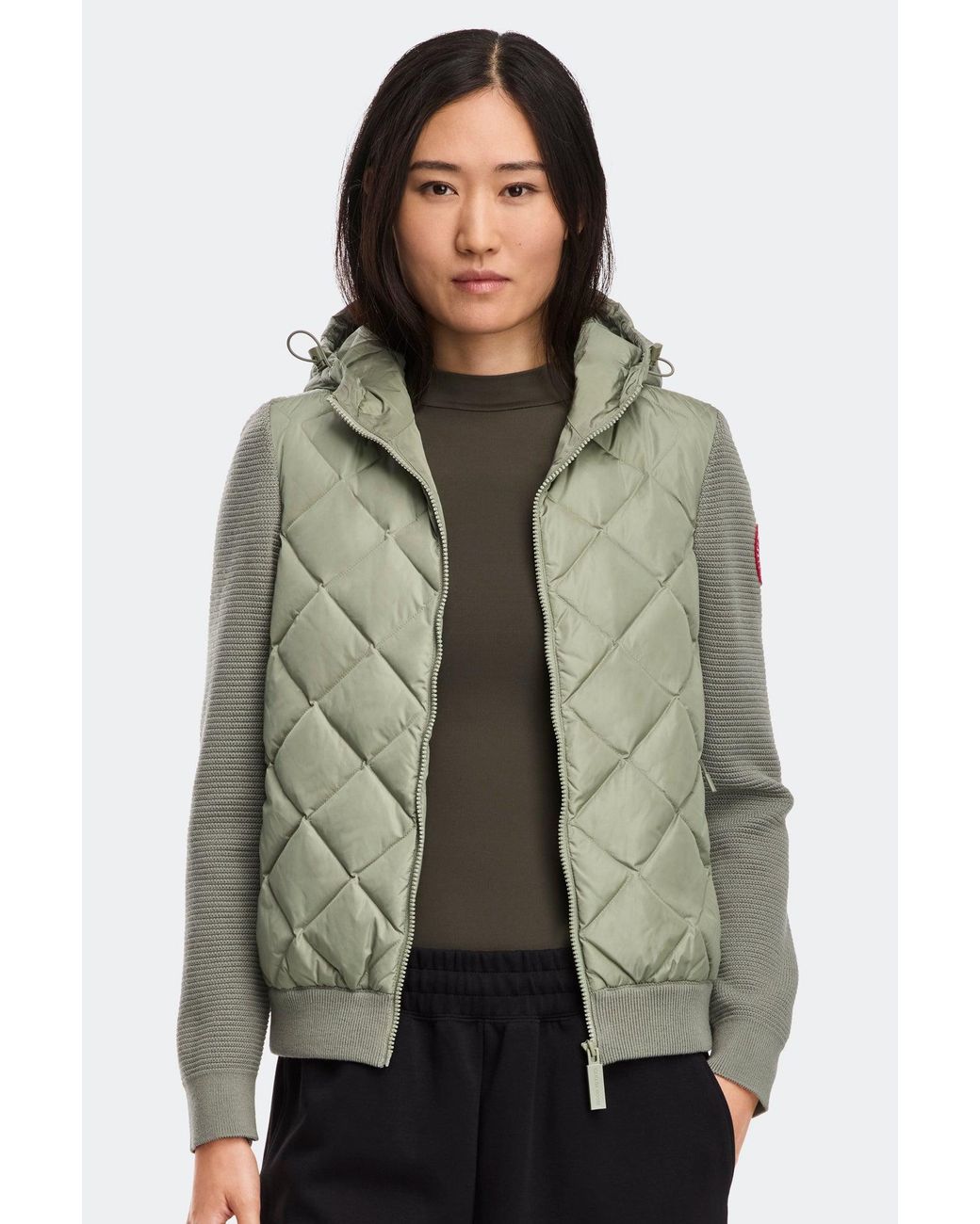 Canada Goose Green Hybridge Quilted Knit Hoodie