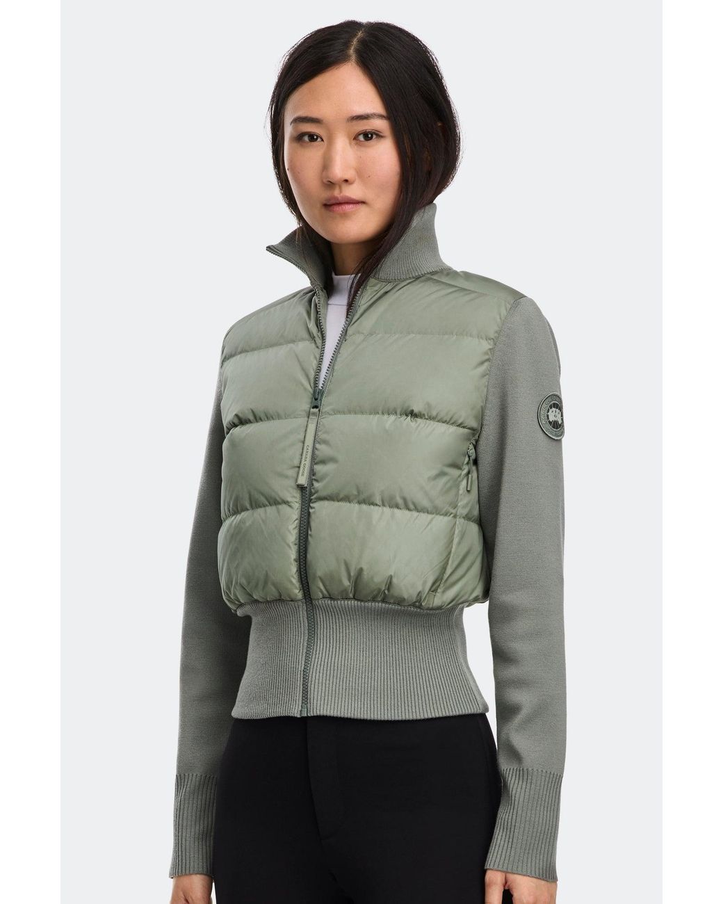 Canada Goose Green Hybridge Wide Quilt Knit Jacket Tonal Disc